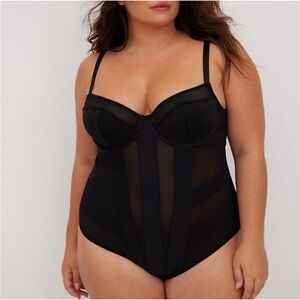 Mesh Strappy Bodysuit Black Sheer Lingerie Top